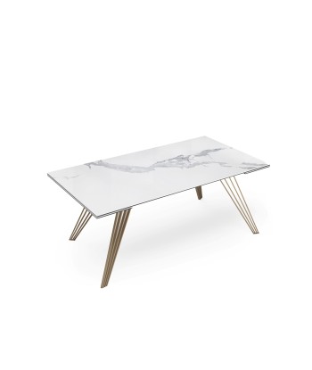 Table extensible Anaé Céramique et verre trempé pieds dorés 160x90x76cm meilleur choix