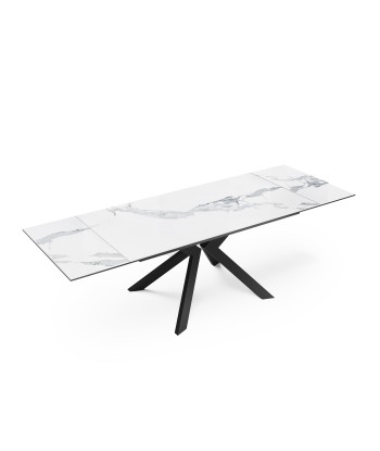 Table extensible Cassia Céramique et verre trempé pieds noirs 160x90x76cm Amélioration de cerveau avec