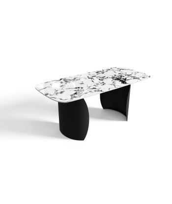 Table extensible Camélia Céramique et verre trempé pieds noirs 160x90x76cm l'achat 