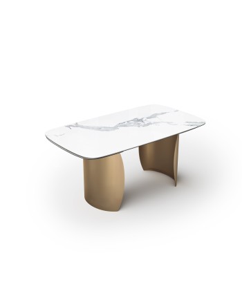 Table extensible Camélia Céramique et verre trempé pieds dorés 160x90x76cm Amélioration de cerveau avec