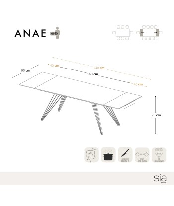 Table extensible Anaé Céramique et verre trempé pieds dorés 160x90x76cm meilleur choix