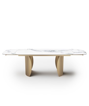 Table extensible Camélia Céramique et verre trempé pieds dorés 160x90x76cm Amélioration de cerveau avec