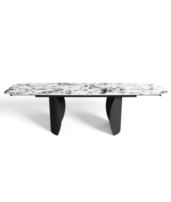 Table extensible Camélia Céramique et verre trempé pieds noirs 160x90x76cm l'achat 