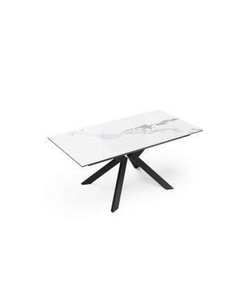 Table extensible Cassia Céramique et verre trempé pieds noirs 160x90x76cm Amélioration de cerveau avec