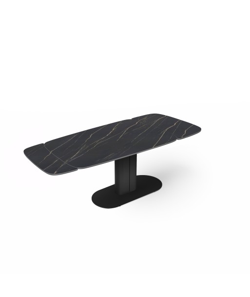 Table extensible Jasmin Céramique et verre trempé pieds noirs 170x90x76cm Jusqu'à 80% De Réduction