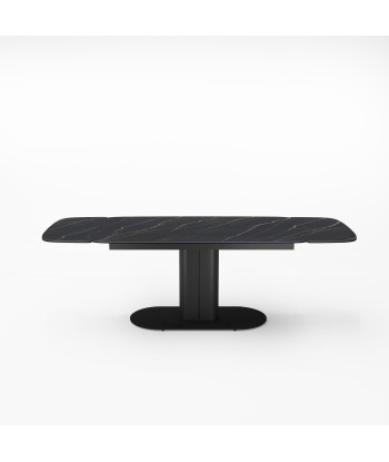 Table extensible Jasmin Céramique et verre trempé pieds noirs 170x90x76cm Jusqu'à 80% De Réduction