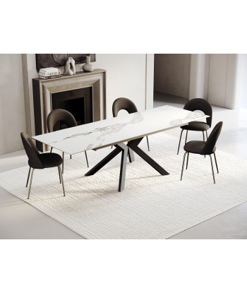 Table extensible Cassia Céramique et verre trempé pieds noirs 160x90x76cm Amélioration de cerveau avec