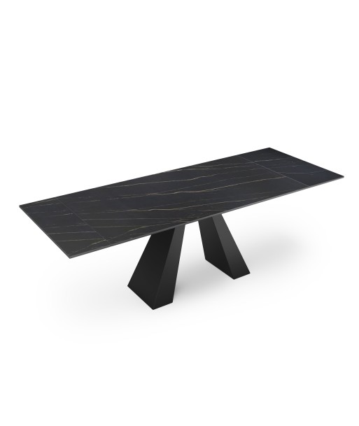 Table extensible Orchis Céramique et verre trempé pieds noirs 160x90x76cm l'achat 