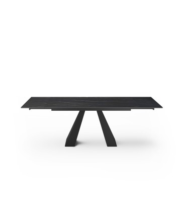 Table extensible Orchis Céramique et verre trempé pieds noirs 160x90x76cm l'achat 