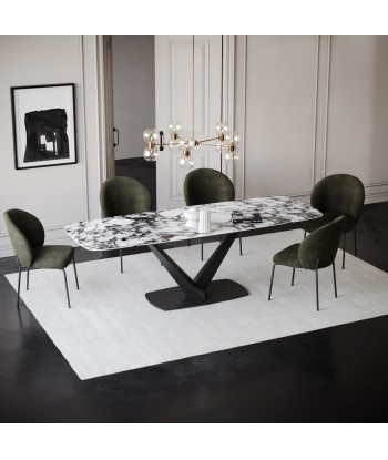 Table extensible LYS Céramique et verre trempé pieds noirs 160x90x76cm chez Cornerstreet bien 