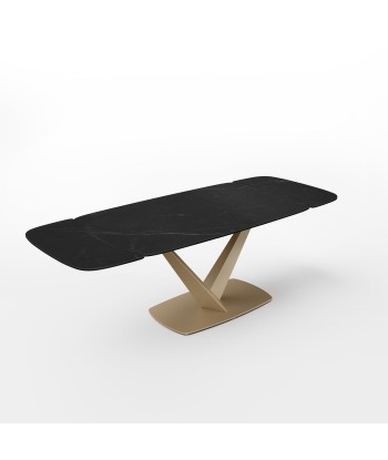 Table extensible LYS Céramique et verre trempé pieds dorés 160x90x76cm le des métaux précieux