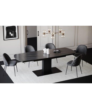 Table extensible Lila Céramique et verre trempé pieds noirs 160x90x76cm en ligne des produits 