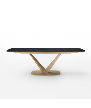 Table extensible LYS Céramique et verre trempé pieds dorés 160x90x76cm le des métaux précieux