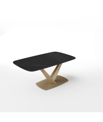 Table extensible LYS Céramique et verre trempé pieds dorés 160x90x76cm le des métaux précieux