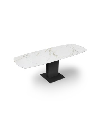 Table extensible Lila Céramique et verre trempé pieds noirs 160x90x76cm en ligne des produits 