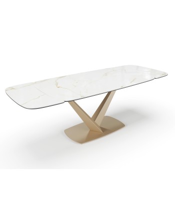 Table extensible LYS Céramique et verre trempé pieds dorés 160x90x76cm le des métaux précieux