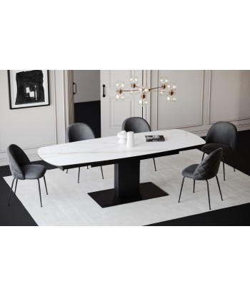 Table extensible Lila Céramique et verre trempé pieds noirs 160x90x76cm en ligne des produits 