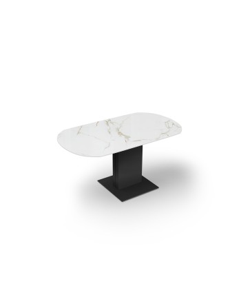 Table extensible Lila Céramique et verre trempé pieds noirs 160x90x76cm en ligne des produits 