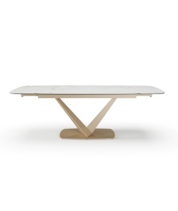 Table extensible LYS Céramique et verre trempé pieds dorés 160x90x76cm le des métaux précieux