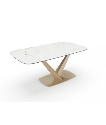 Table extensible LYS Céramique et verre trempé pieds dorés 160x90x76cm le des métaux précieux