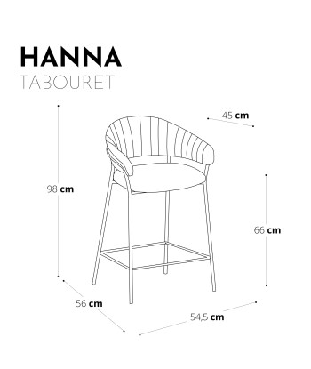 Set de 2 Tabourets de bar HANNA Bouclette pieds noirs offre 