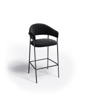 Set de 2 Tabourets de bar HANNA Velours pieds noirs commande en ligne